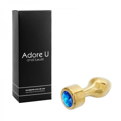 Anal Luxure - Plug Anal Doré - Bleu - Grand *Vente Finale*