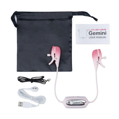 Lovense - Gemini Vibrating Nipple Clamps - Rose