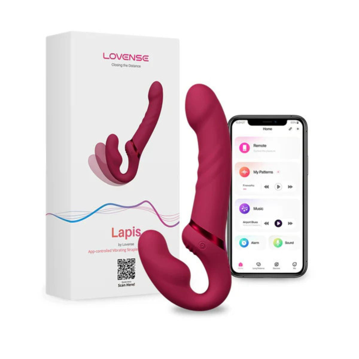 Lovense - Lapis Vibrating Strapless Strap-On Dildo - Rouge