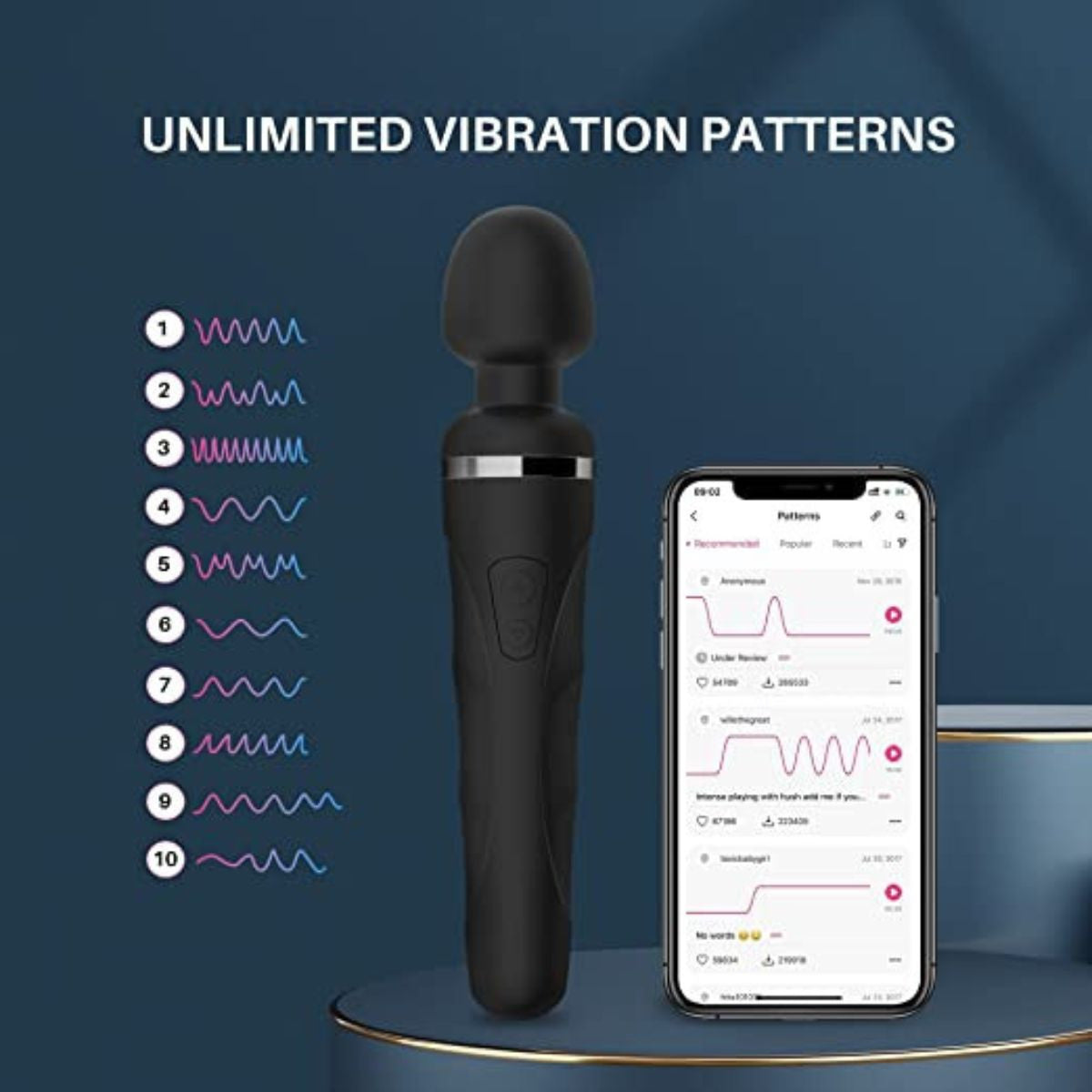 Lovense - Domi 2 Bluetooth Wand - Noir