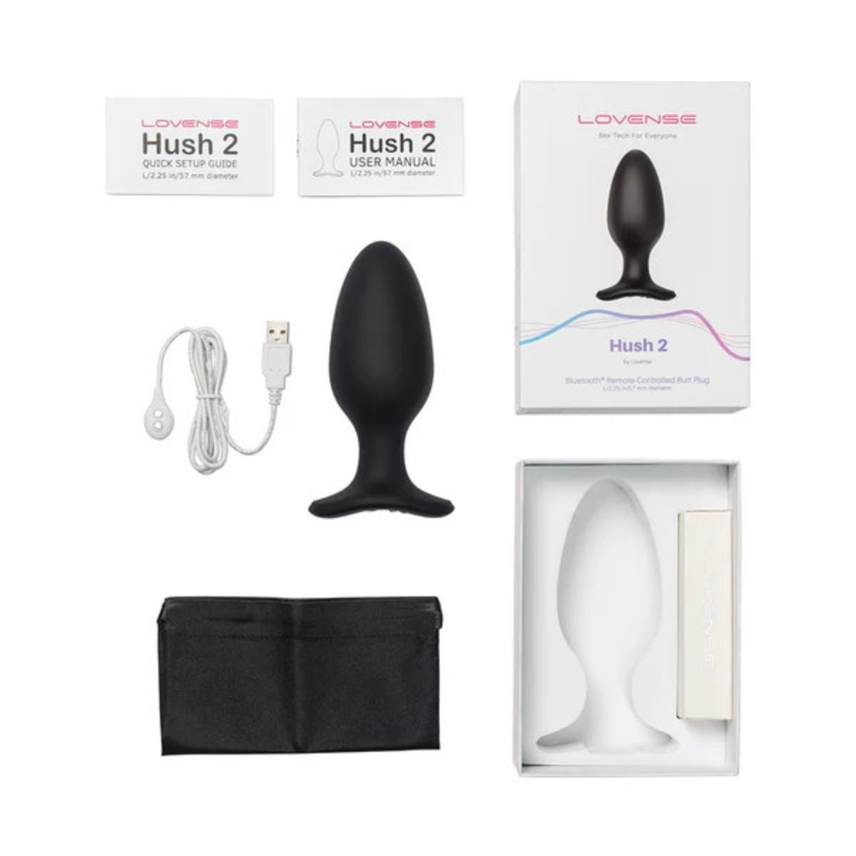 Lovense - Hush 2 Remote Butt Plug - Noir - Large