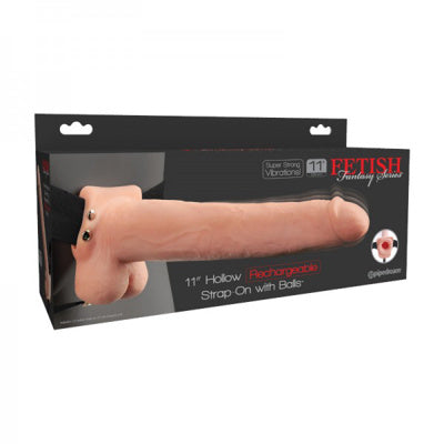 Fetish Fantasy - 11in Hollow Rechargeable Strap-On - Beige