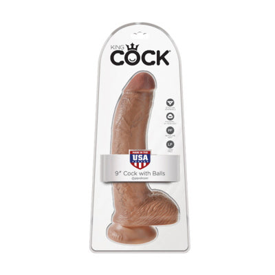 King Cock - Dildo 9 pouces Avec Testicules - Bronzé