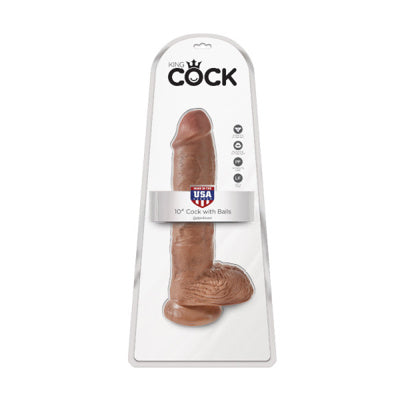 King Cock - Dildo 10 pouces Avec Testicules - Bronzé
