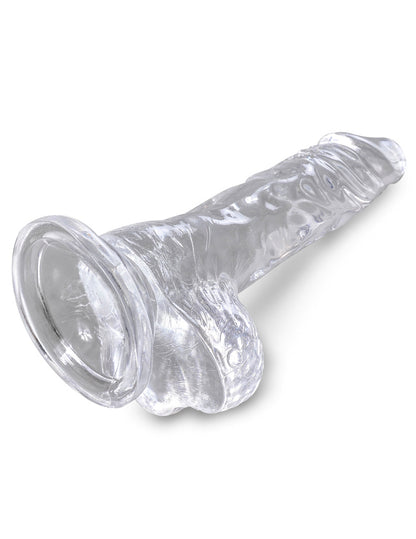 King Cock - Dildo 4 po Avec Testicules - Transparent