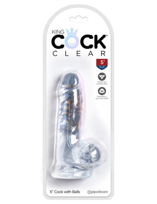 King Cock - Dildo 5 po Avec Testicules - Transparent