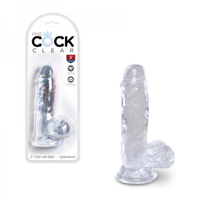 King Cock - Dildo 5 po Avec Testicules - Transparent