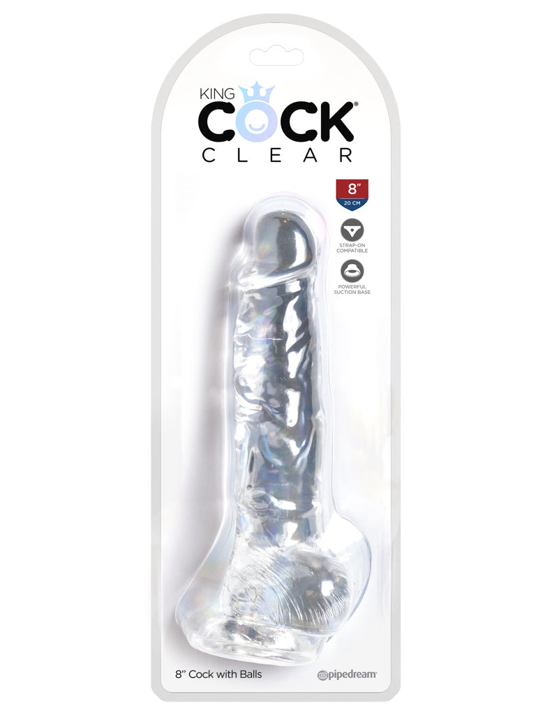 King Cock - Dildo 8 po Avec Testicules - Transparent