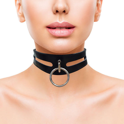 Rouge - Collier de Mode en Cuir - Noir