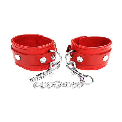 Rouge - Menottes de Poignet en Cuir - Rouge