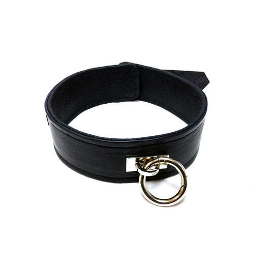 Rouge - Collier Uni en Cuir - Noir