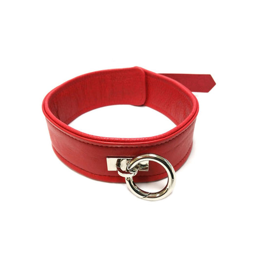 Rouge - Collier Uni en Cuir - Rouge