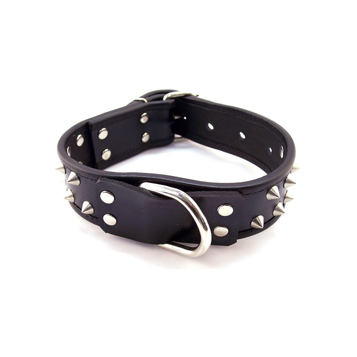 Rouge - Collier Clouté en Cuir Anneau D