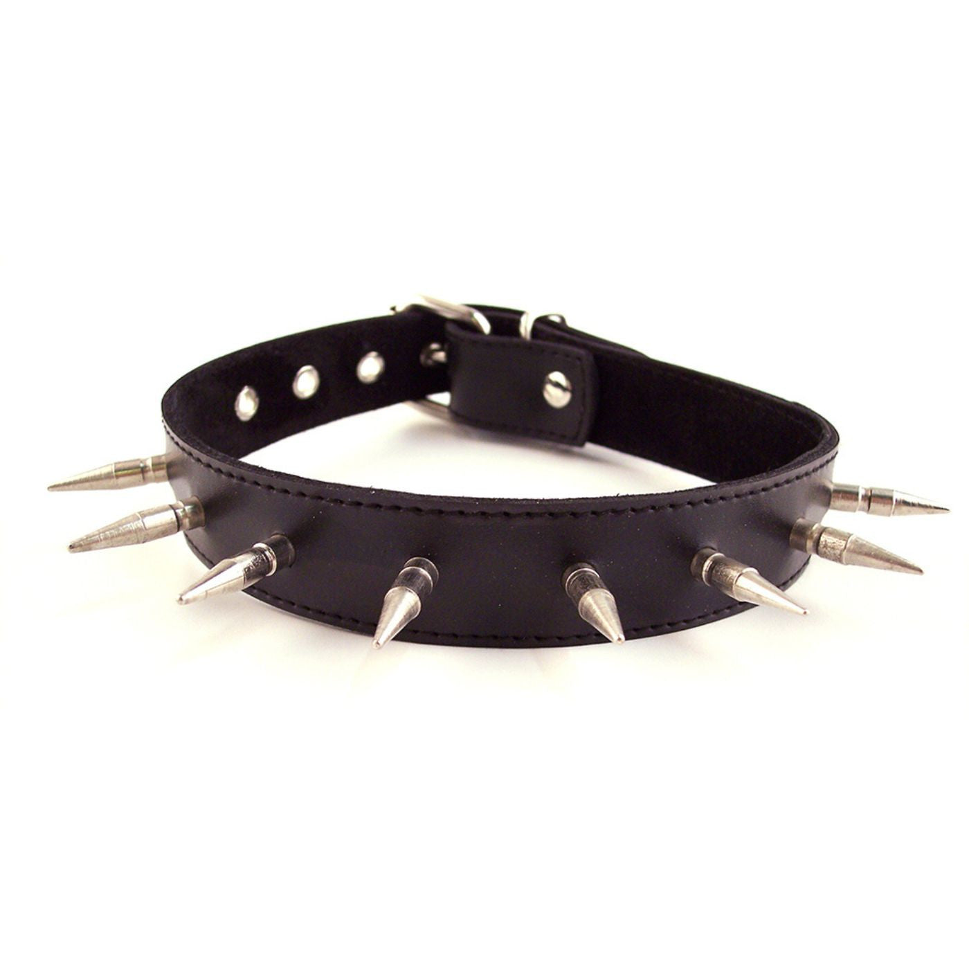 Rouge - Collier à Pointes en Cuir - Noir