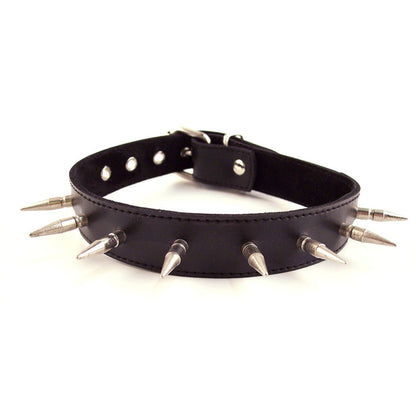 Rouge - Collier à Pointes en Cuir - Noir