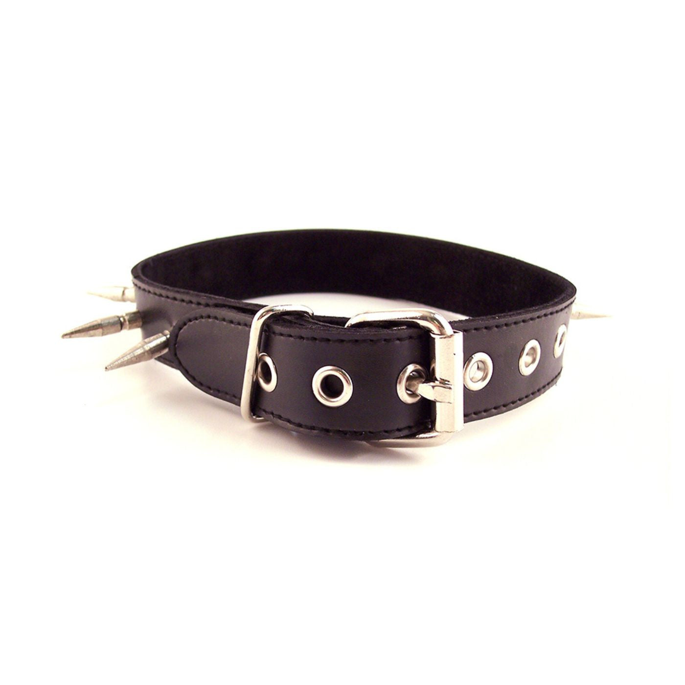 Rouge - Collier à Pointes en Cuir - Noir