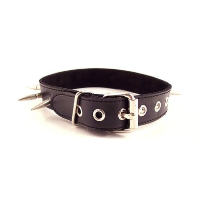 Rouge - Collier à Pointes en Cuir - Noir