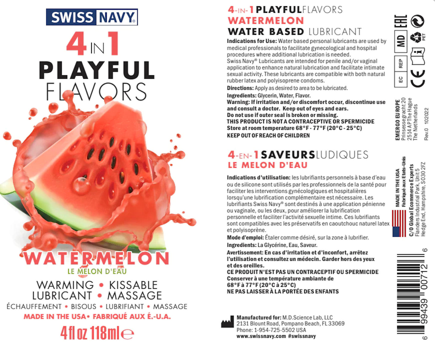Swiss Navy - 4in1 Playfull Flavors - Water Melon 4oz