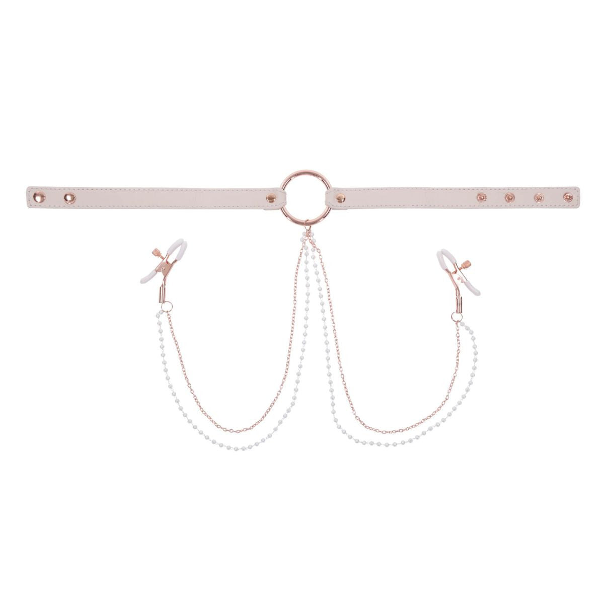 S&M - Peaches 'N Creame Collar with Nipple Clamps