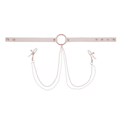 S&M - Peaches 'N Creame Collar with Nipple Clamps